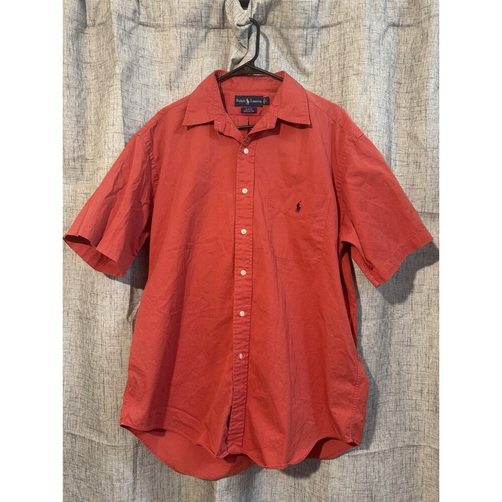Ralph Lauren Blake Shirt Men’s Large Red Short Sleeve Button Up 100% Cotton